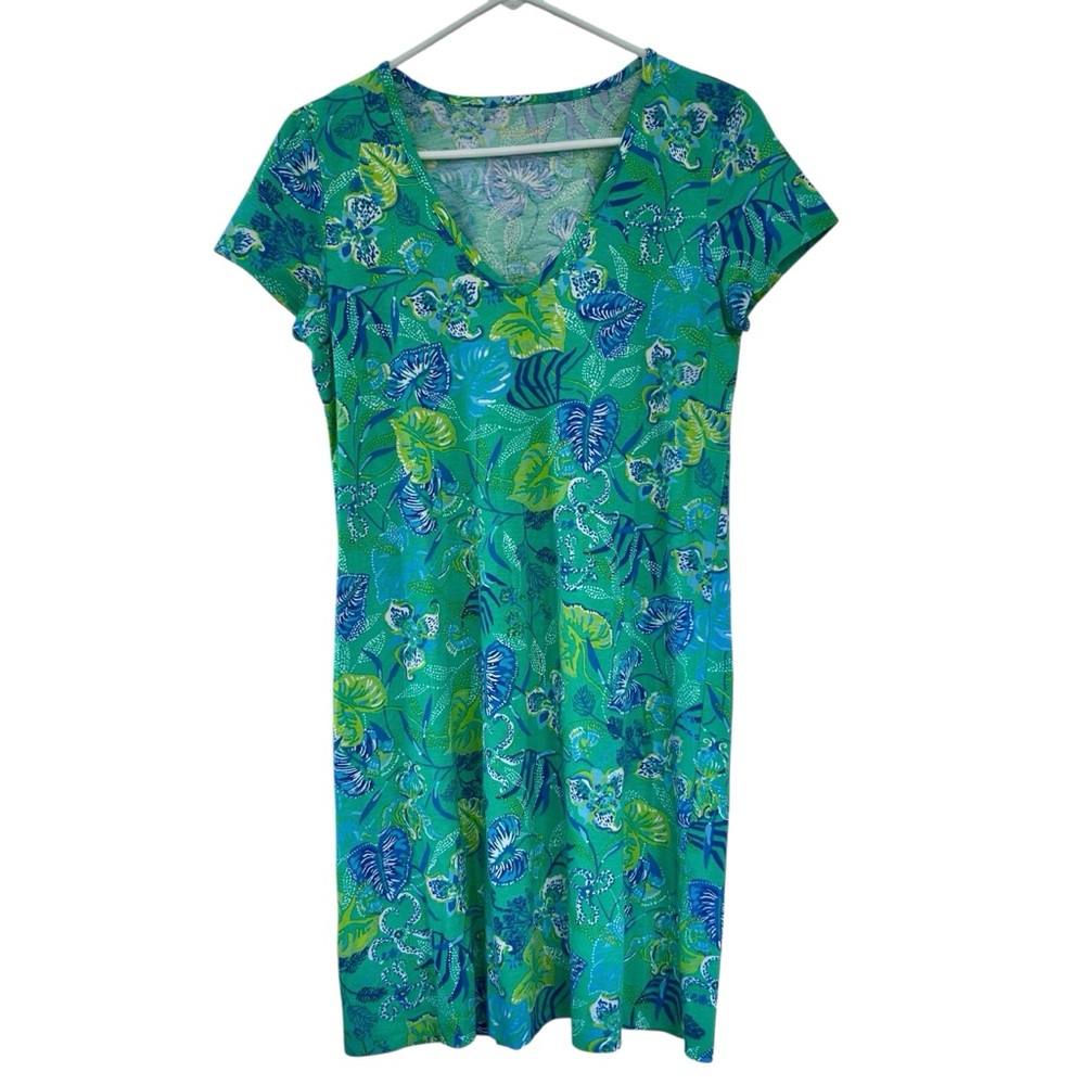 LILLY PULITZER Etta Botanical Green in a Flutter Short Sleeve Dress Size S